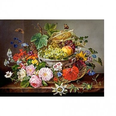 Castorland dėlionė Still Life with Flowers and Fruit Basket  2000 det. 1