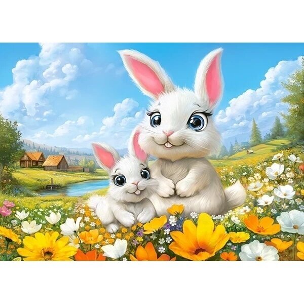Castorland dėlionė Bunnies In Flowers 60 det 1 Castorland dėlionė Bunnies In Flowers 60 det 1
