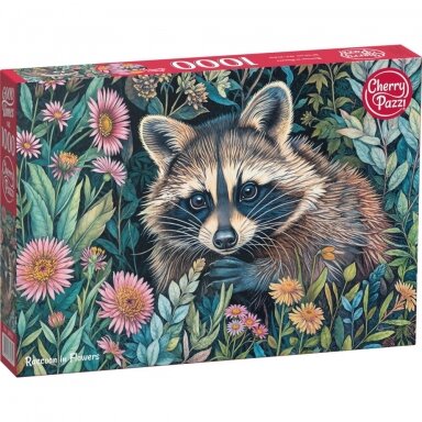 CherryPazzi dėlionė Raccon in Flowers 1000 det CherryPazzi dėlionė Raccon in Flowers 1000 det
