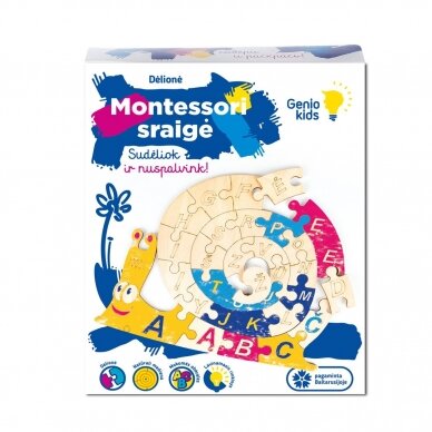 Genio Kids medinė dėlionė Montessori sraigė Genio Kids medinė dėlionė Montessori sraigė