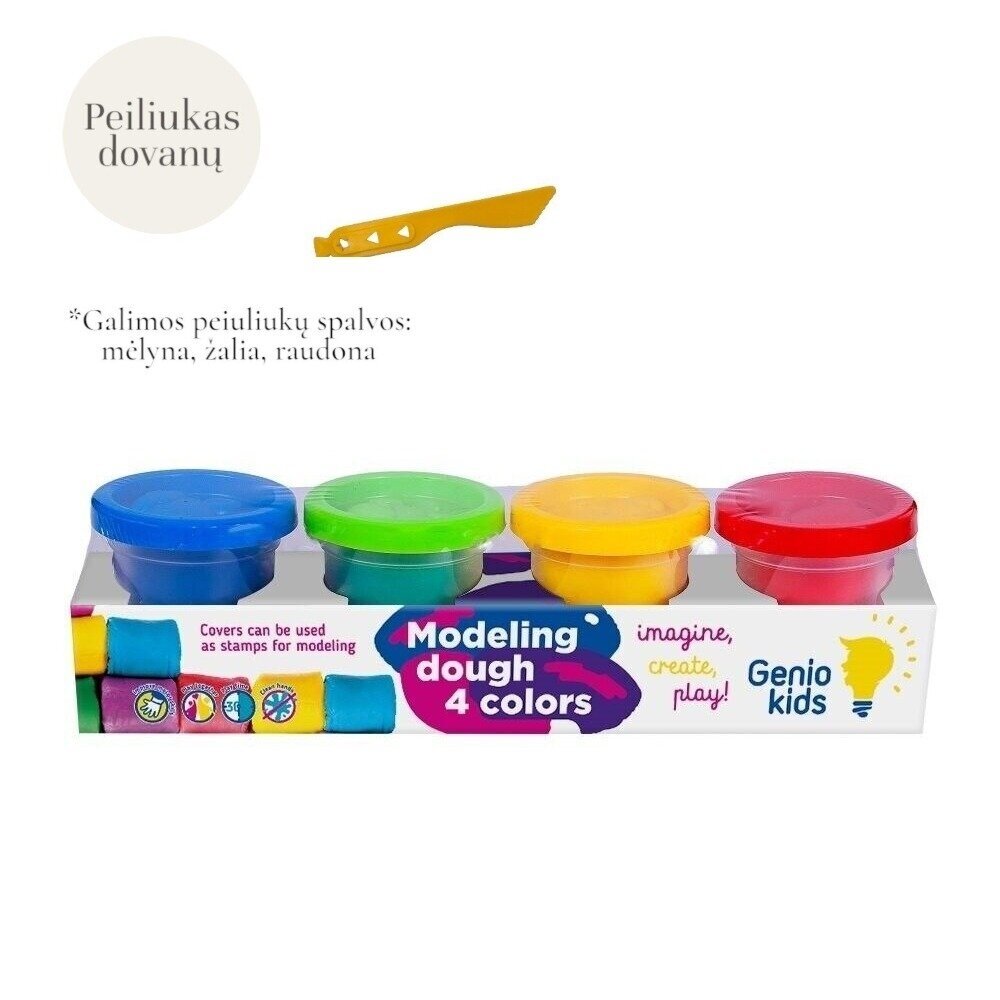 GENIO KIDS Natūralus plastilinas - modelinas, 4 spalvos 3
