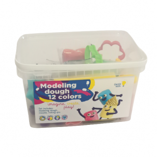 Genio kids  plastilinas - modelinas 12 spalvų su formelėmis