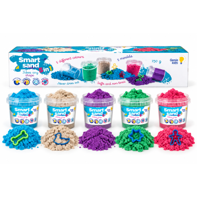 Genio kids išmanusis smėlis rinkinys 5 spalvos, 750 g