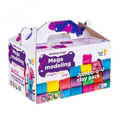 Natūralaus plastilino - modelino rinkinys  Mega modeling Genio Kids 34 spalvos