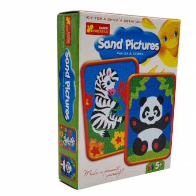 Ranok piešimas smėliu 2 paveiksliukai Panda ir Zebra Ranok piešimas smėliu 2 paveiksliukai Panda ir Zebra