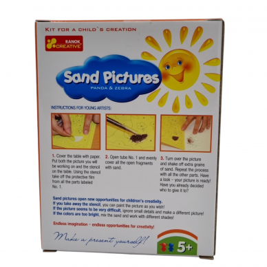 Ranok piešimas smėliu 2 paveiksliukai Panda ir Zebra 2